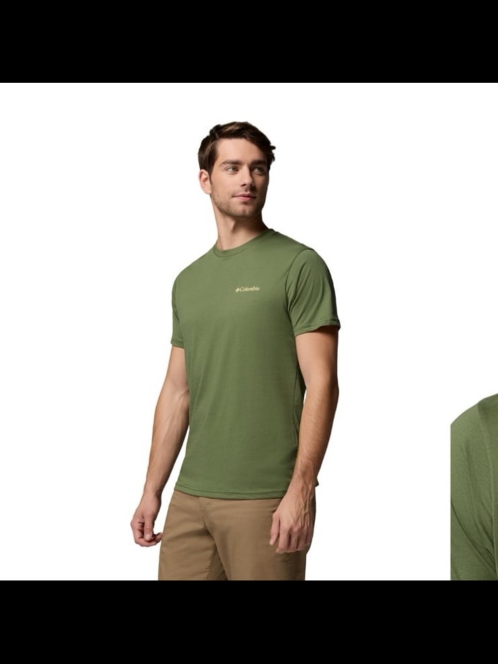 Columbia Men's Short Sleeve Tee in Olive Green 100% cotton size XL